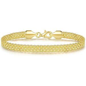 14K Gold Bracelets Mesh Link Chain Bracelet 5.6mm Width Gold Bracelets
